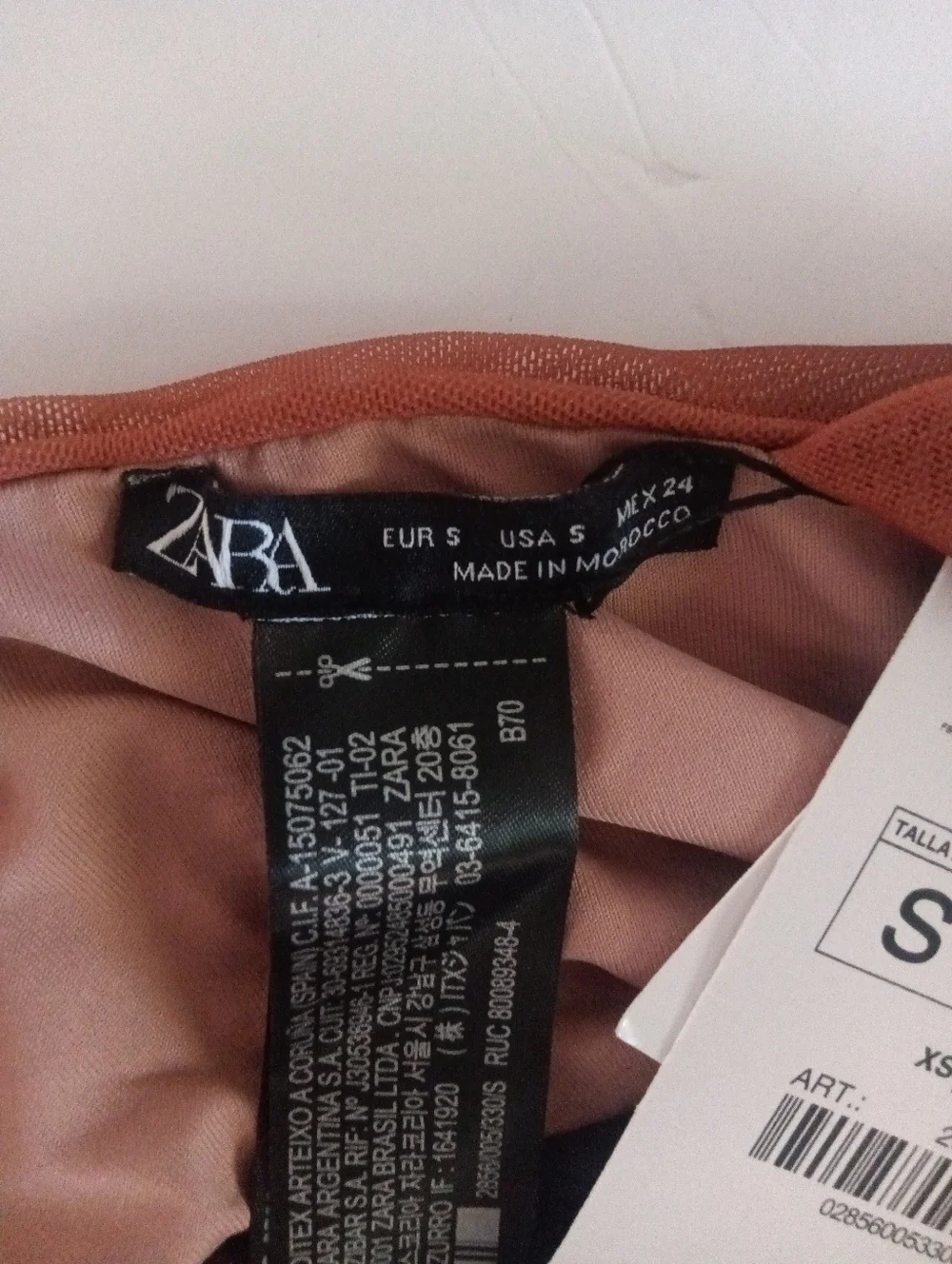 Zara Printed Tulle Swimsuit Asymmetric Neckline Ruched Fabric Size S NWT - Picture 8 of 8